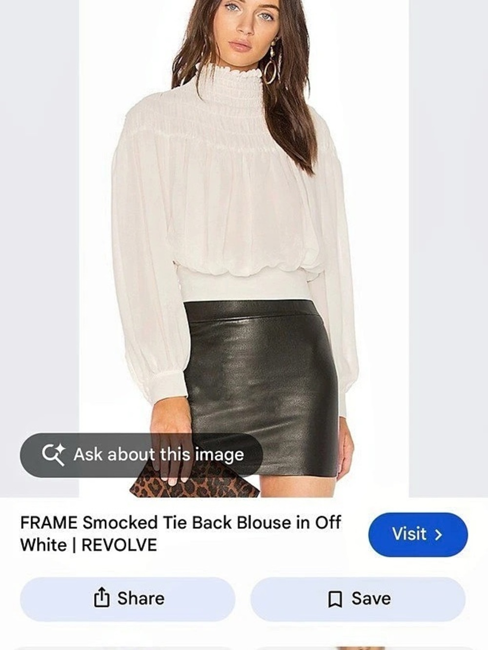 Frame Smocked Tie Back Blouse in White - Picture 3 of 5